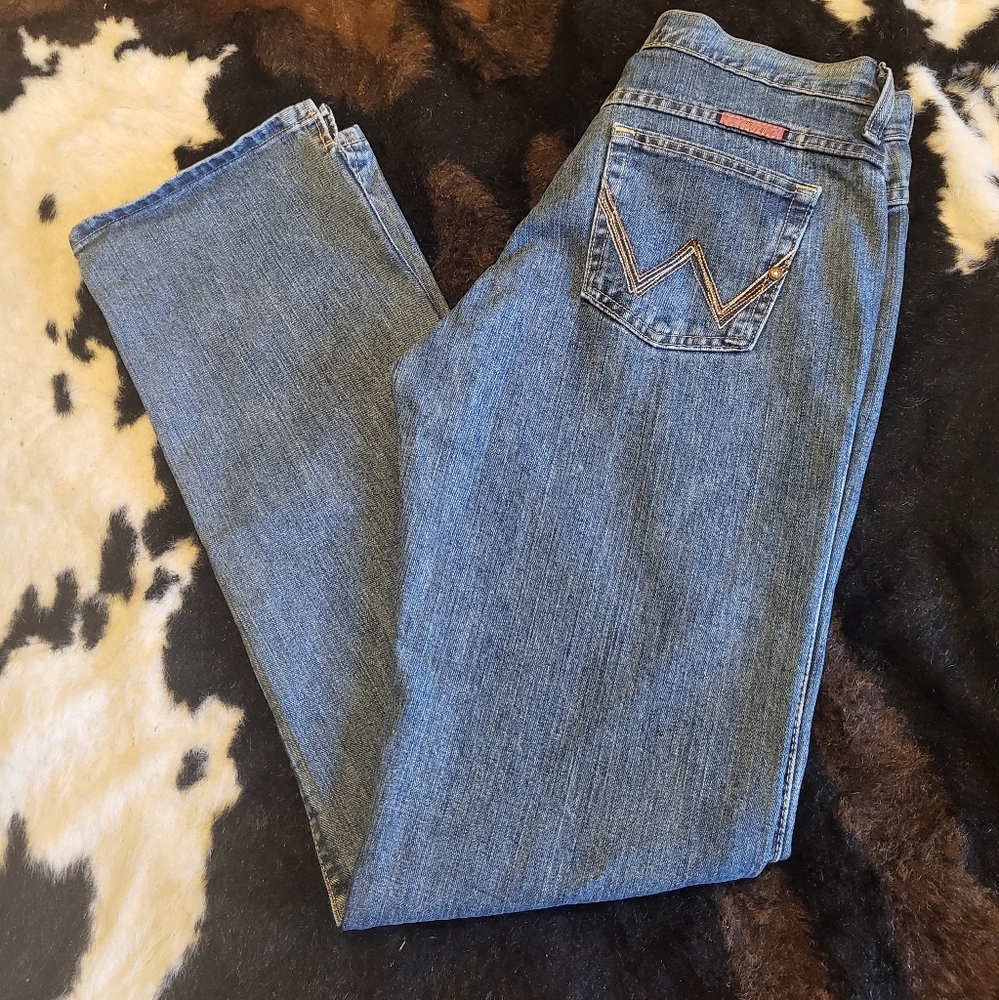 Women's Wranglers 5/6 X 34 Bootcut Blue No Stretch Denim
